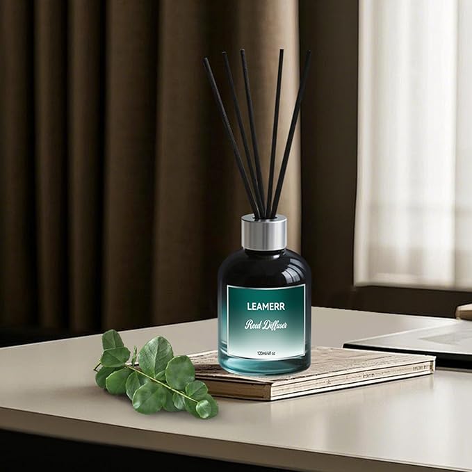 Reed Diffuser Sets, 4oz (120mL)- White Tea Reed Diffuser Oils, with 5 Reed Sticks, Home Fragrance Reed Diffuser for Bathroom Shelf Decoration.