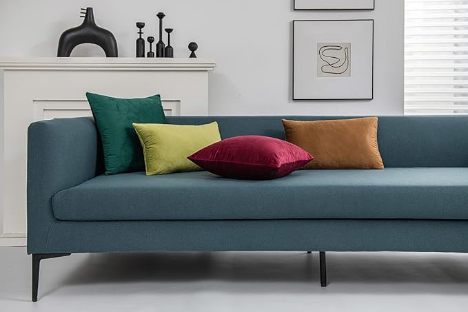 26x26 Euro Pillow Covers : 2 Pack Cozy Soft Velvet Oversized Couch Pillow Shams, Square Throw Pillow Cases for Living Room Sofa, Burgundy