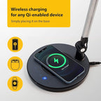 OTUS LED Desk Lamp for Home Office with Wireless Charger | 3 Color & 12 Dimmable Levels | Tall Architect Desk Lamp Adjustable Swing Arm | Eye-Care Task Table Lamp for Reading, Study & Video Calls