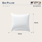 Set of 2 16×16 Inch Pillow Inserts Cotton Cover with Premium Fiber Filling Machine Washable Soft Fluffy Decorative Pillows for Indoor Outdoor Use Perfect for Couches Seats & Beds