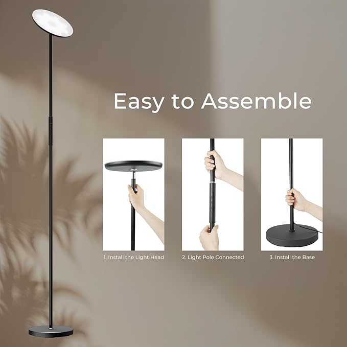 Smart Floor Lamp, 2800LM RGBWW Standing Lamps for Living Room with Smart App & Voice Control, 69.3in Torchiere Floor Lamps Color Changing, 350°Rotating LED Tall Lamp for Bedroom Office Gaming Party