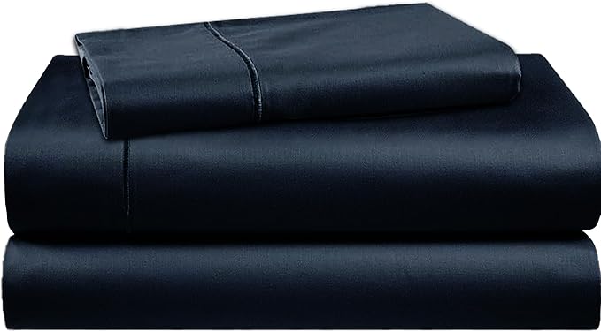 Tencel Sheets 3 Piece for Twin XL Bed - 100% Eucalyptus Lyocell Twin XL Sheets Set - Soft, Cooling & Breathable for Hot Sleepers - 16” Deep Pockets Hotel Quality Bedding Set - Black
