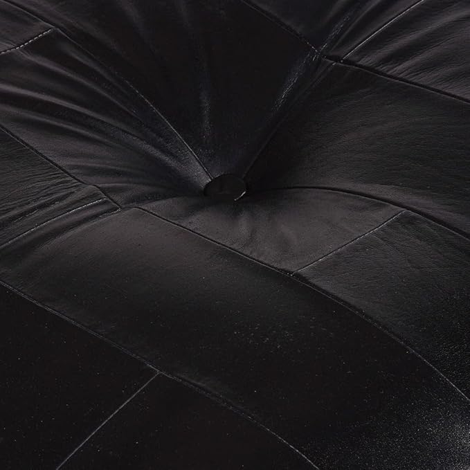 Square (Jumbo) Shaped Buffalo Leather Handmade Eco-Friendly Black Pouf - Square Pouf, 26"x26"x14", Geometric Pouf, Buffalo Leather Pouf, Recycled Cotton Filled Stuffed Pouf, Seating Pouf PF25