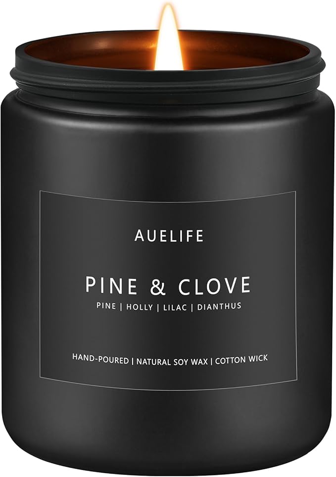 Pine & Clove Candle | Candles for Men - Masculine Candle, Soy Candles for Home Scented, Manly Scented for Home - Gifts for Men -7oz Black Jar