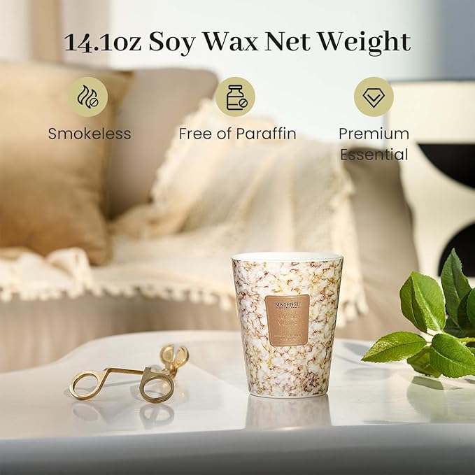 M&SENSE Sugared Lemon Zest Scented Candles for Home, Lead-free Wick Highly Scented Jar Candles, 14.1 Oz 80 Hours Lasting Burning Candles Gifts for Women, Relaxing Aromatherapy Candle for Stress Relief