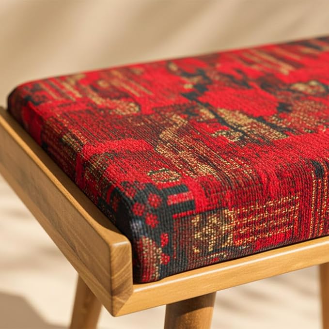 Walnut Ottoman Stool for Living Room | Versatile as a Piano Bench | Ideal Bedroom Bench | Functional Footstool Bench | Oriental