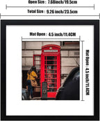 8x8 Picture Frame Set of 6, Display Pictures 5x5 with Mat or 8x8 Without Mat for Wall Mounting or Table Top Display,Black