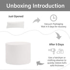 LITA Round Stuffed Pouf Ottoman, Velvet Poufs with High-Density Foam Filling and Washable Cover, Furry and Fluffy Bean Bag Foot Stools Ottoman for Living Room, Bedroom, Office, Beige