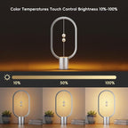 Table Lamp for Bedroom - Balance Lamp,Bedside Lamp with Touch Dimmer,Nightstand Lamp,3 Level Brightness Rechargered Night Light for Home,Office,College Dorm (Silver)