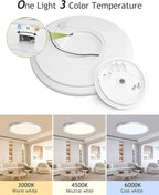 hepside 2PACK Flush Mount LED Ceiling Light Fixture Brushed Nickel, 12Inch 28W, Dimmable 3000K-4500K-6000K 3 Color Selectable Ceiling Lamp 3200LM Low Profile Ceiling Light for Kitchen Bedroom Hallway