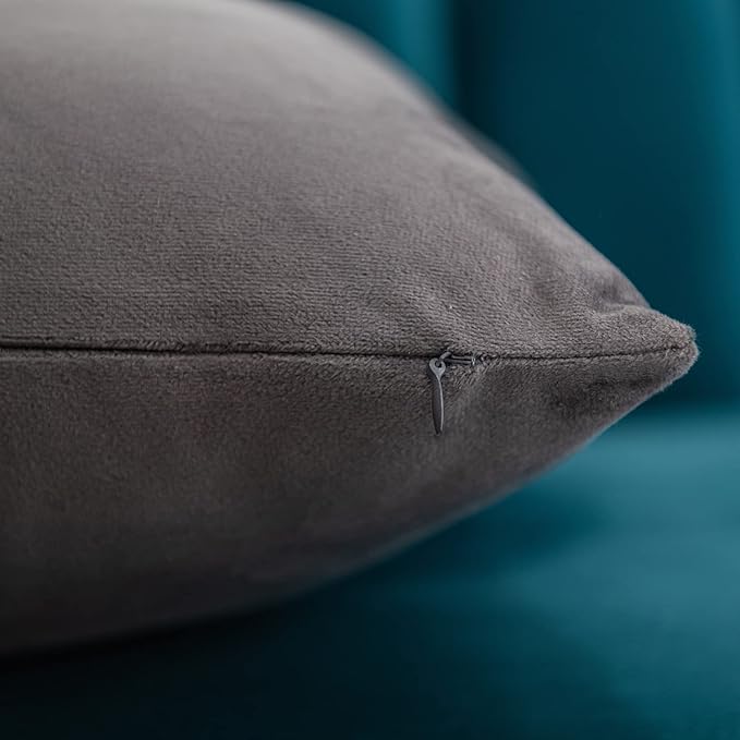 Throw Pillow Covers 12x20 Dark-Grey: 2 Pack Cozy Soft Velvet Rectangular Decorative Pillow Cases for Farmhouse Home Decor