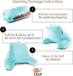 Nestl Reading Pillow Standard Bed Pillow, Back Pillow for Sitting in Bed Shredded Memory Foam Chair Pillow, Reading & Bed Rest Pillows Light Blue Back Pillow for Bed, Bed Chair Arm Pillow with Pockets