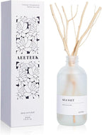 Sea Salt Reed Diffuser, 7.4oz(220ml) Sea Salt Musk & Seaweed Essential Oil Refill, Bathroom Air Freshener with Willow Branches Decor, Long Lasting Fragrance for Home (1-Pack)