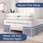 Wrap Around Dust Ruffle Bed Skirt - Steel Blue - Twin/Twin XL Size Beds w/ 15 Inch Drop - Easy Fit Elastic Strap- Adjustable Pleated Bedskirt w/Brushed Fabric - Wrinkle Free, Women, Men, Kids & Teens