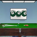 Green 8 Ball Poster, Lucky Me Lucky You Lucky Us Quote Canvas Wall Art, Playful Billiards Balls Picture Print, Retro 8ball Pool Painting for Bar Cart Game Room Man Caves Wall 12x16in Unframed