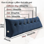 Gradient Velvet Triangular Wedge Pillow, Removable Cover Headboard Pillow for Daybed, Backrest Positioning Support Pillow Cushion Resting Reading Relaxing (Blue, Full(54 * 20 * 8in))