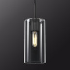 Modern Black Pendant Lights Kitchen Island Glass Pendant Light, 9.5'' Farmhouse Clear Glass Cylinder Pendant Light,Copper Kitchen Pendant Lighting Over Island Sink, E26 Bulb Included