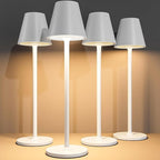 LED CordlessTable Lamp,4000mAh Rechargeable Battery Desk lamp,3 Level Brightness Beside Night Light, Minimalist Design, for Couple Dinner/Coffee Table/Restaurant/Bedroom(White 4PACK)