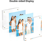 4x4 Acrylic Picture Frames, 20mm Thick Clear Frameless Magnetic Photo Frames, Double Sided Transparent Square Frame Gift for Desktop Display(3 Pack)