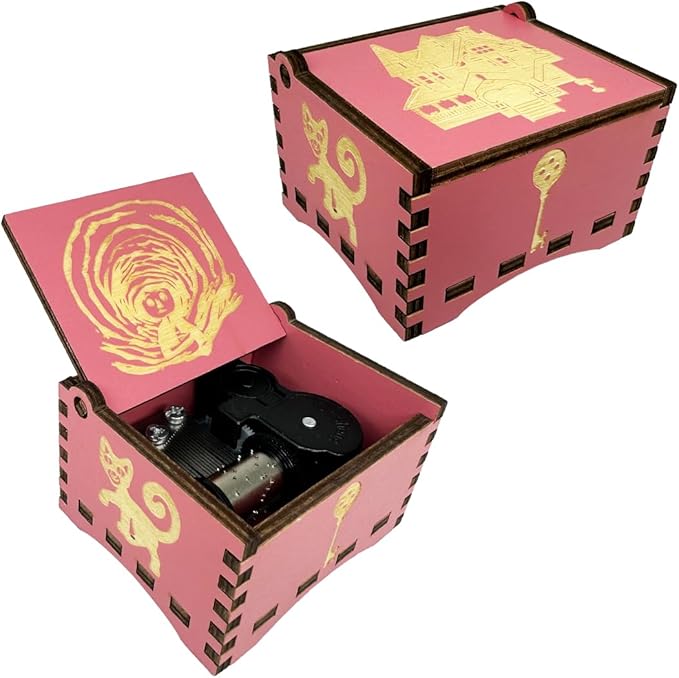 Youtang Music Box Engraved Wooden Gifts Mini Musical Box Play Dreaming for Birthday/Anniversary/Valentine's Day/Christmas (Wind up, Pink)