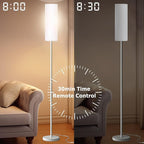 Smart LED Floor Lamp with APP Control & RGB Colors - Dimmable Standing Lamp for Living Room, Bedroom, Gaming - Remote, Timer, 9W Bulb Included, 67" Modern Tall Lamp (White)