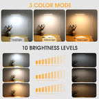 LED Desk Lamp with Clamp, Eye-Caring Clip on Lights for Home Office, 3 Modes 10 Brightness, Long Flexible Gooseneck, Metal, Swing Arm Architect Task Table Lamps with USB Adapter, White