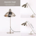 Desk Lamp Modern Industrial 100% Metal Table Lamp 22", Soft White Light (3000K) with Adjustable Switch, Ideal for Office Bedroom Study Room Living Room Nightstand Bedside Lamps Nickel