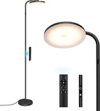 36W Super Bright LED Floor Lamp with Remote Control, Modern Stepless Dimmable Standing Lamp, 350°Rotating Head Tall Torchiere Floor Lamps for Living Room, Bedroom, Office