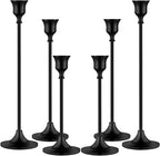 Metal Candle Holders for Candlesticks Taper Candlestick Holders Set Vintage Decorative Centerpiece Candelabra Tall Candle Stands for Halloween Thanksgiving Christmas (Matt Black, 2 Sets (6 pcs))