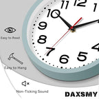 Wall Clock Silent Non-Ticking Modern Clock Battery Operated 12 Inch Small Classic Analog Decorative for Kitchen, Bathroom, Office, Bedroom, Home(Blue Gray)