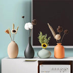 Small Ceramic Vase Set of 4 for Modern Home Decor, Minimalist Bohemian, Round Matte Vases for Dried Flowers&Pampas Grass, Office, Shelf, Living Room, Bedroom, Entryway Decor