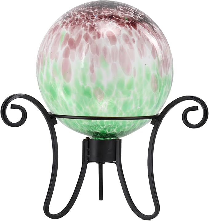 Gazing Ball 10 Inch Glass Reflective Garden Globe Outdoor Gazing Globe Sphere Yard Ornament for Garden Yard Home Outdoor Decoration Gift for Women (Green)