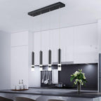 4-Light Dining Room Modern Pendant Light Kitchen Fixture Dimmable LED Black Mini Pendant Lighting fo Kitchen Island Study Pendant Lights