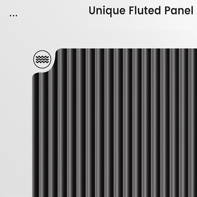 Black Dresser for Bedroom with 6 Double Drawers, 48" Wide Wooden Chest of Drawers with Curved Profile, Modern Fluted Dresser TV Stand, Wood Closet Clothes Storage Organizer for Living Room