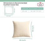 Trendy Home 18x18 100% Natural Cotton Throw Pillow Insert(Set of 2), Bed and Couch Pillows Stuffer Hypoallergenic, Decorative Home Outdoor Sofa Pillow Filler (Cotton, 2 Pack)