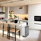 8 Gallon Trash Can, Stainless Steel Kitchen Trash Can with Removal Inner Bucket and Soft-Close Lid, Step on Trash can 30 Liters, Durable Metal Garbage Can for Home, Bathroom, Office