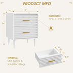 Alohappy Mid Century Modern Nightstand, Fluted Bedside Table with Storage Drawers, End Table for Bedroom, Living Room, White 1pc