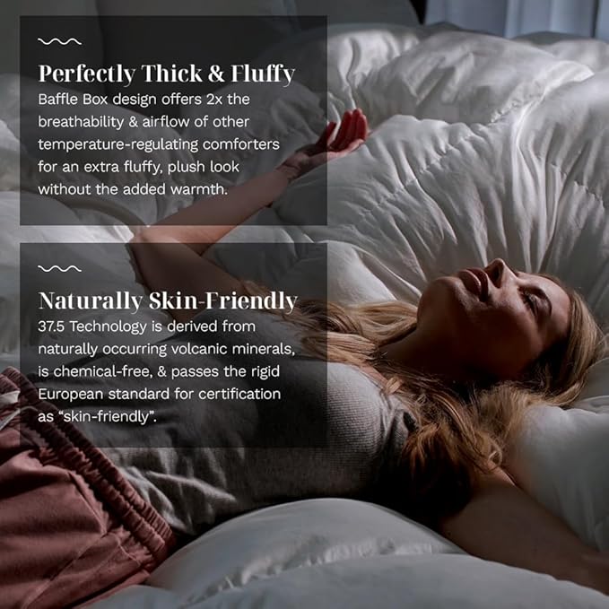 LUXOME ClimaSense Comforter w/ 37.5® Technology | Fluffy & Breathable | Thermal Regulating | Cotton Blend | King/Cal King - 108"x98"