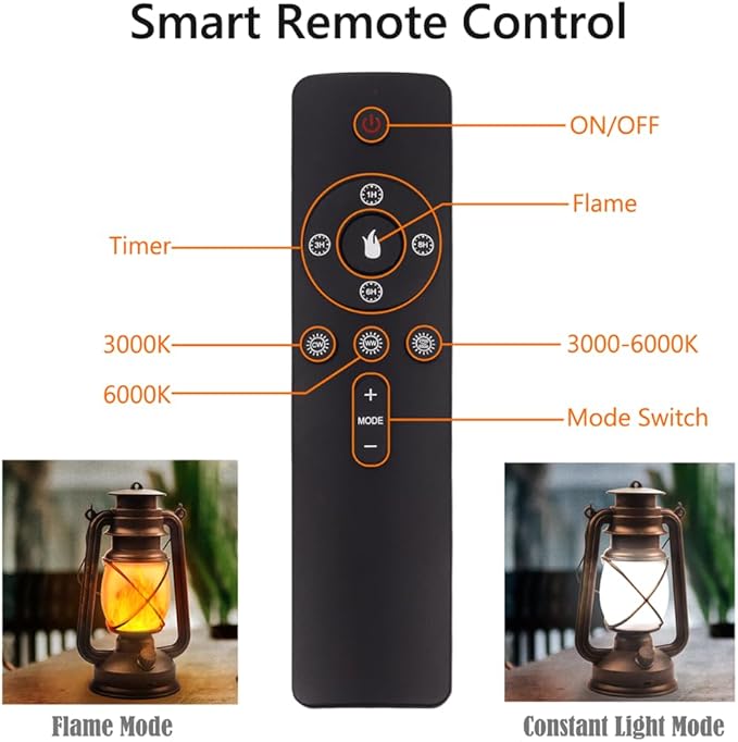 Lantern LED Battery Powered Camping Lamp Outdoor Hanging Lantern Flickering Flame Rechargeable Retro Lanterns Remote Control 4 Modes Light Non-Solar 2 Pack