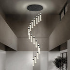 16-Light Black Crystal Chandelier for Foyer Entrance Loft 118" Long Spiral Stair Bubble Crystal Chandelier for High Ceiling Lighting Fixtures LED Lampara, Dimmable 3000K-6000K