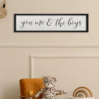 ZZJJHYWGQ You Me & The Boys Sign 32"×8" Playroom Kids Wall Decor Modren Nursery Baby Boy Home Wood Framed Living Room Horizontal Wall Art (Black)