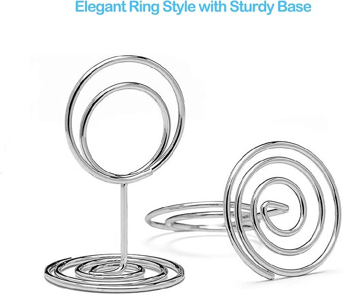 20pcs Mini Place Card Holders, Cute Table Number Holders, Classy Table Card Holder Table Picture Stands, Elegant Wire Photo Holder Menu Memo Clips, Idea for Wedding, Anniversary Party（Silver