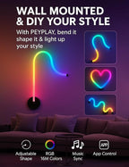 RGB LED Corner Floor Lamp, Smart Adjustable Shape, Music Sync, 16 Million DIY Colors, Remote & App Control, Modern Standing Light for Bedroom Living Room (Circular Base)