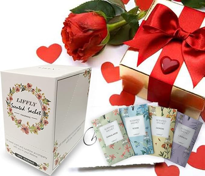 14 Packs Scented Sachets for Drawers and Closets Lavender Rose Jasmine Ocean Vanilla Sandalwood 6 Different Scent Gift Box
