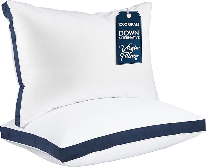 Utopia Bedding Bed Pillows for Sleeping Queen Size (Navy), Set of 2, Cooling Hotel Quality, Gusseted Pillow for Back, Stomach or Side Sleepers
