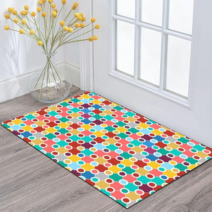 Machine Washable Polka Dot Colorful Nursey/Kids Area Rug - Multicolor - 9x12
