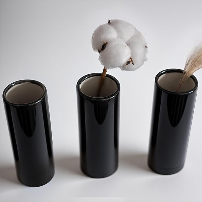 Modern Black Ceramic Vase Set of 20 for Living Room Bedroom 5.51'' Minimalist Fresh Small Flower Vases for Bouquet Fake Plant Home Decor Office Fireplace Centerpieces Nordic Style 10 Pack