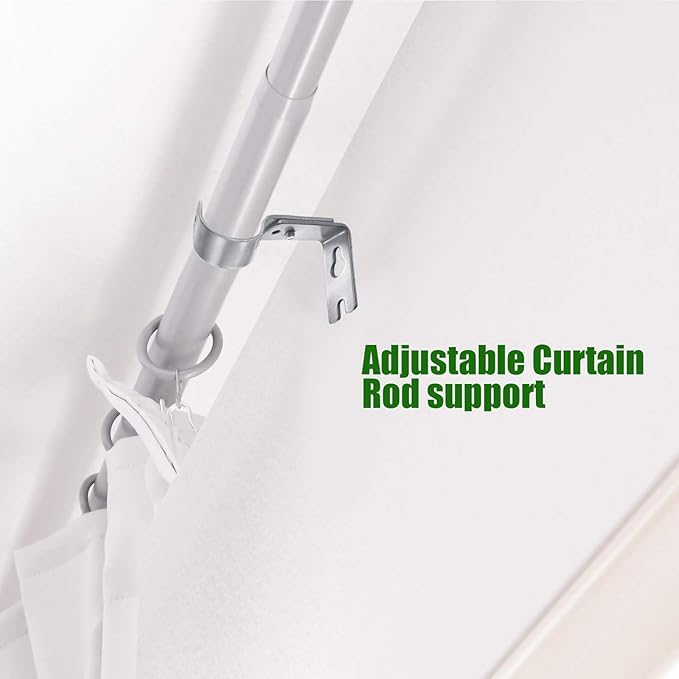 6 Pieces Curtain Rod Brackets General Adjustable Curtain Rod Holder Wall Bracket Hooks Outside Mounted Blinds Curtain Rod Bracket with Screws for 1 Inch Diameter Curtain Rod (Matt Silver)