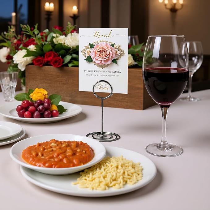 20 PCS Table Number Holder Table Card Holder Cards Stand Name Menu Clips Picture Holder (Black)