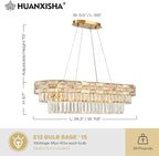 Gold Oval 12-Light Modern Crystal Chandelier for Dining Room Kitchen Island Bar, L34.3 Inch